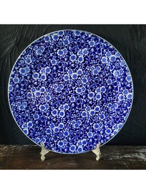 Vtg NS Ironstone Blue Calico Dinner Plate Blue and White Floral Plate Wall *Chip